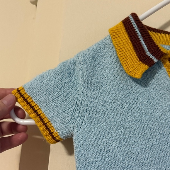 Misha and Puff Kids Blue and Yellow Knit Shirt - Picture 3 of 5